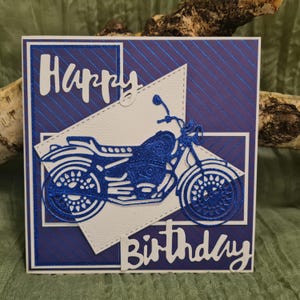 Cartão de aniversário feito à mão com motivo "Motocicleta"
