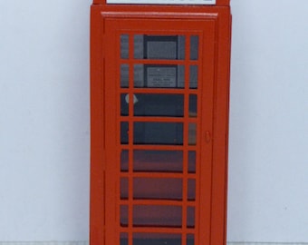 Promod Pillar & Telephone Boxes And Postman Figures Hand Crafted Red Telephone Type 6 Kiosk with Fully Detailed Interior
