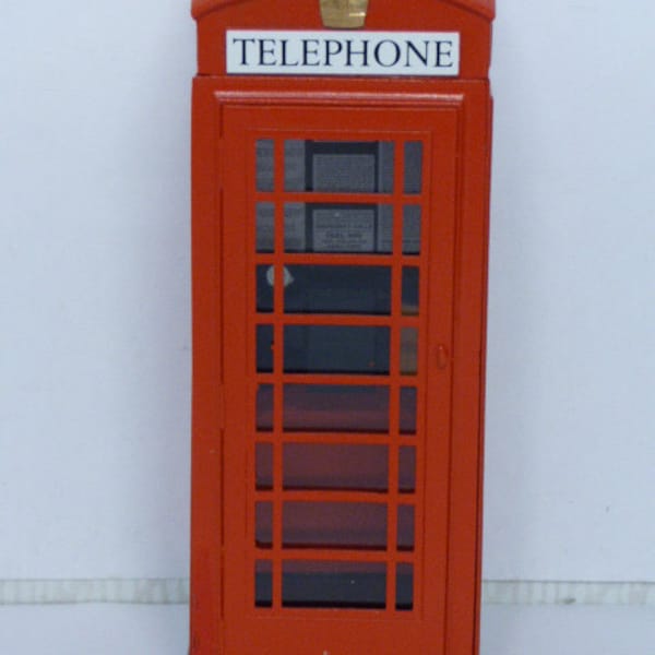 Promod Pillar & Telephone Boxes And Postman Figures Hand Crafted Red Telephone Type 6 Kiosk with Fully Detailed Interior