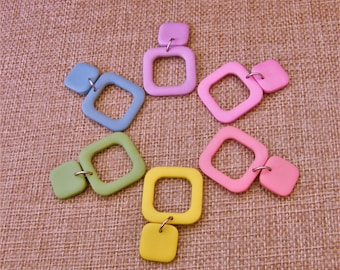 Colorful Rounded Square Earrings