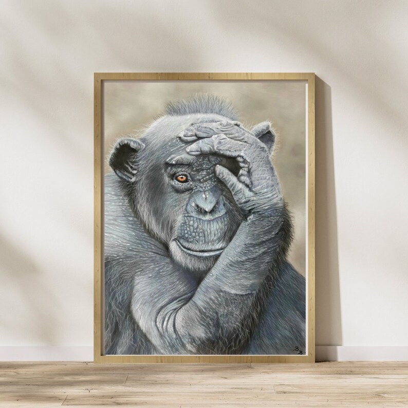 Art Print of a Chimpanzee, 30 X 40 Cm - Etsy
