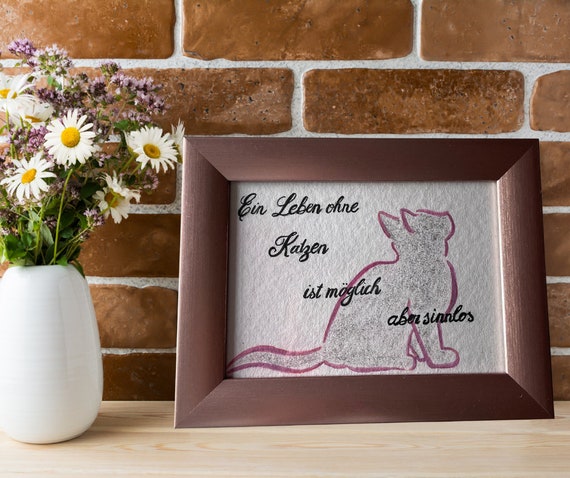 Handlettering Ein Leben ohne Katzen Etsy.de