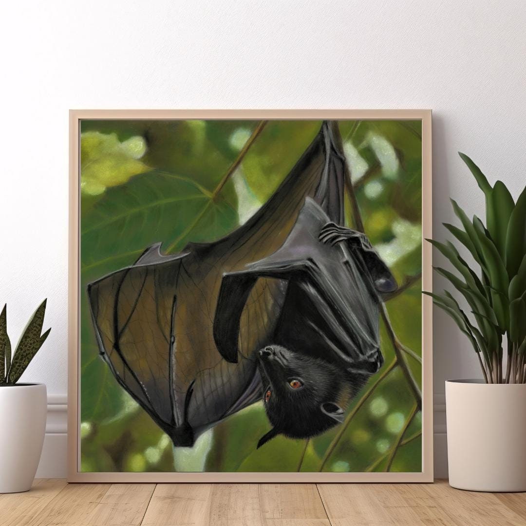 Art Print of a Bat, 30 X 30 Cm - Etsy