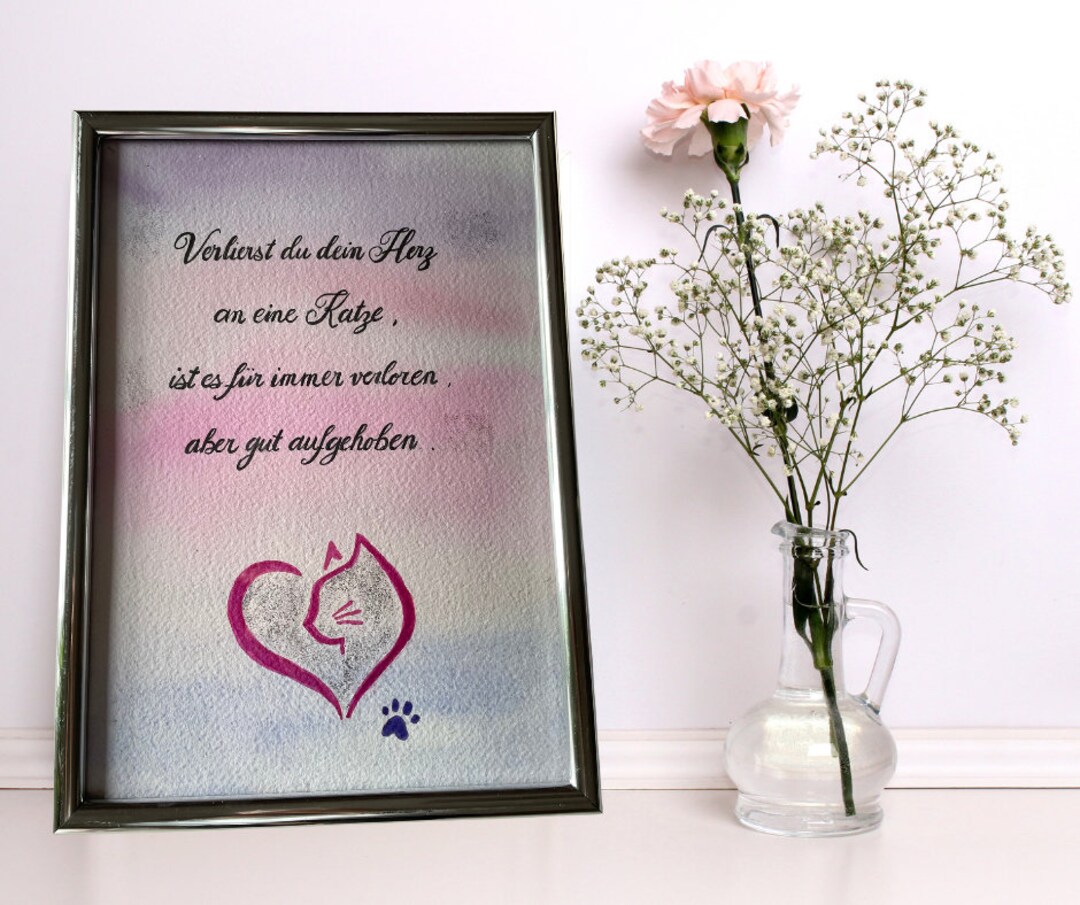 Handlettering Verlierst du dein Herz an deine Katze Etsy.de