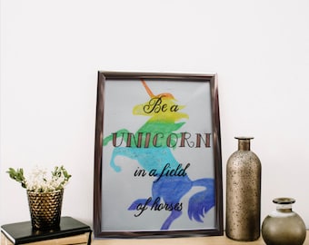 Hand lettering "Be a unicorn"