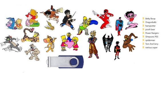 Embroidery Machine Designs Usb 338 Tv Cartoon Characters - Etsy UK Embroidery Machine Designs Usb 338 Tv Cartoon Characters - Etsy UK