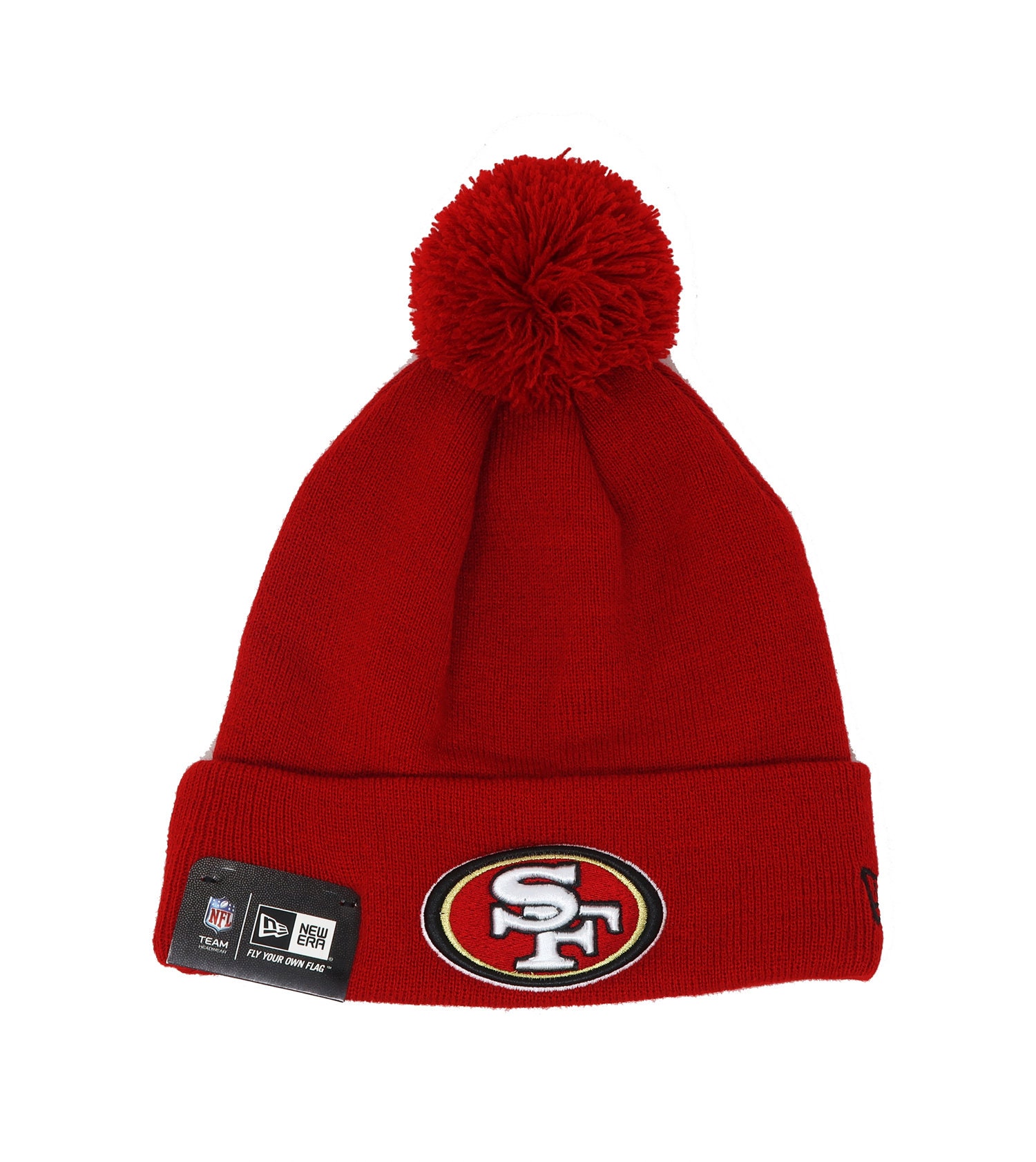 New Era Adult 49ers Beanie Pomz Red Knit