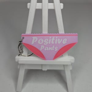 Positive Pants Keychain | Fun 3D Printed Keyring | Mental Health Gift | Sassy Accessory | Gift for Friends | Pink & Purple Underwear Charm