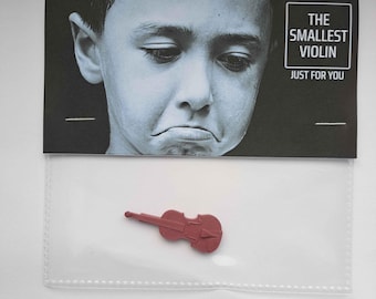 Miniature Violin With Bow - The World's Smallest Sad Violin Joke Prop & Funny Toy Gift