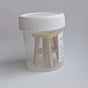 Stool Sample Gag Gift – Funny Prank Product – 3D Printed Miniature Stool in Real Specimen Container – Novelty Desk Decor