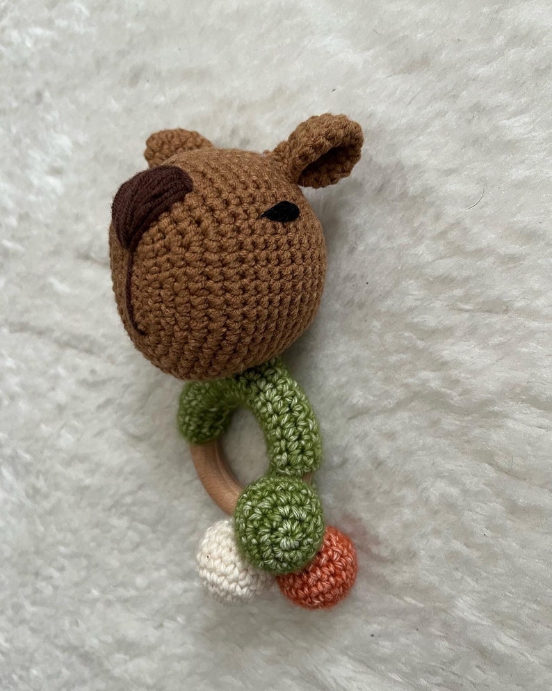 Carlos the Capybara Crochet Comforter and Rattle Bundle image 9