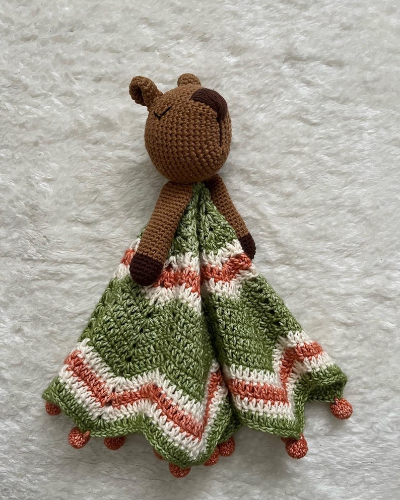 Carlos the Capybara Crochet Comforter and Rattle Bundle image 7