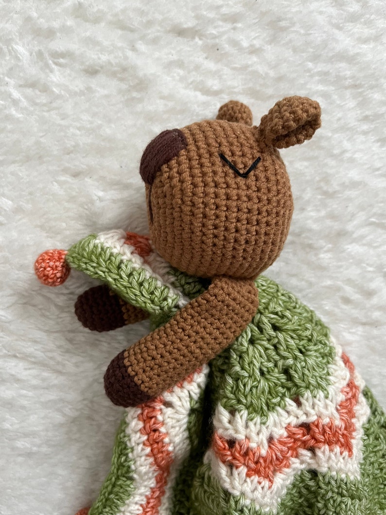 Carlos the Capybara Crochet Comforter and Rattle Bundle image 6