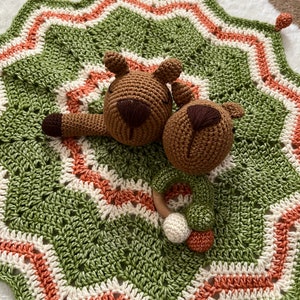 Carlos the Capybara Crochet Comforter and Rattle Bundle image 2