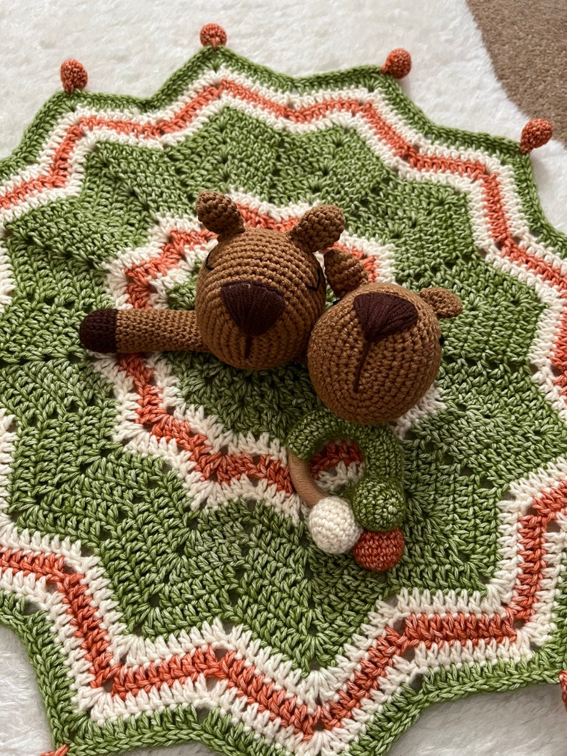 Carlos the Capybara Crochet Comforter and Rattle Bundle image 2