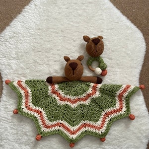 Carlos the Capybara Crochet Comforter and Rattle Bundle image 3