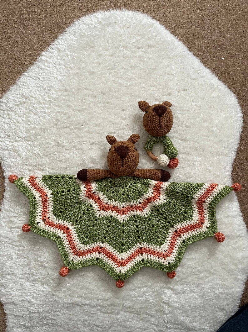 Carlos the Capybara Crochet Comforter and Rattle Bundle image 3