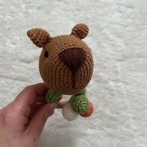 Carlos the Capybara Crochet Comforter and Rattle Bundle image 8