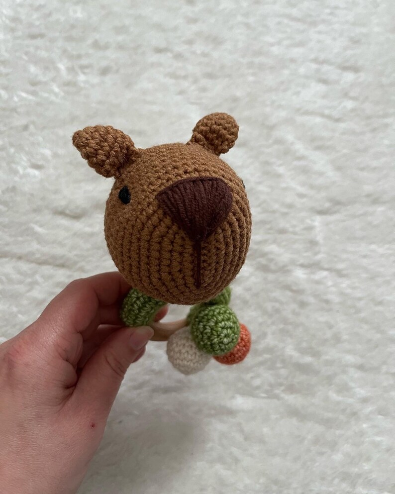 Carlos the Capybara Crochet Comforter and Rattle Bundle image 8