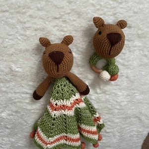 Carlos the Capybara Crochet Comforter and Rattle Bundle image 4