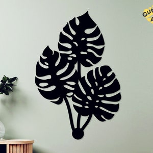 Monstera metal wall art - Leaf metal wall decor, Large metal wall art, Above bed decor, Living room wall art, Floral metal wall art