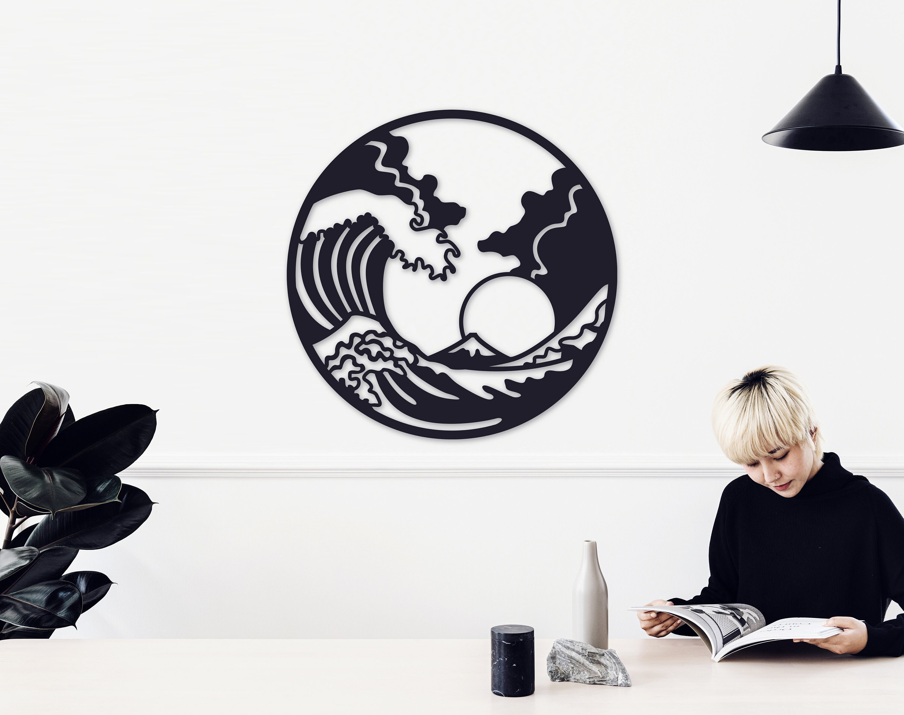 The Great Wave Metal Wall Art Waves Metal Wall Decor Ocean Etsy