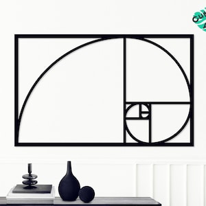 Golden ratio metal wall art, Fibonacci metal wall decor, Metal wall hangings, Geometric wall decor, Large wall art, Office metal wall art