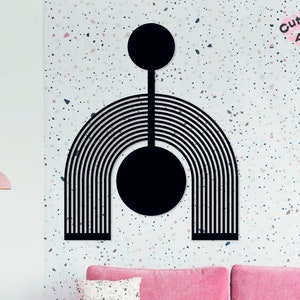 Modern wall art metal - Retro metal wall art, Geometric wall decor, large metal wall art, metal artwork, above bed decor, metal line art