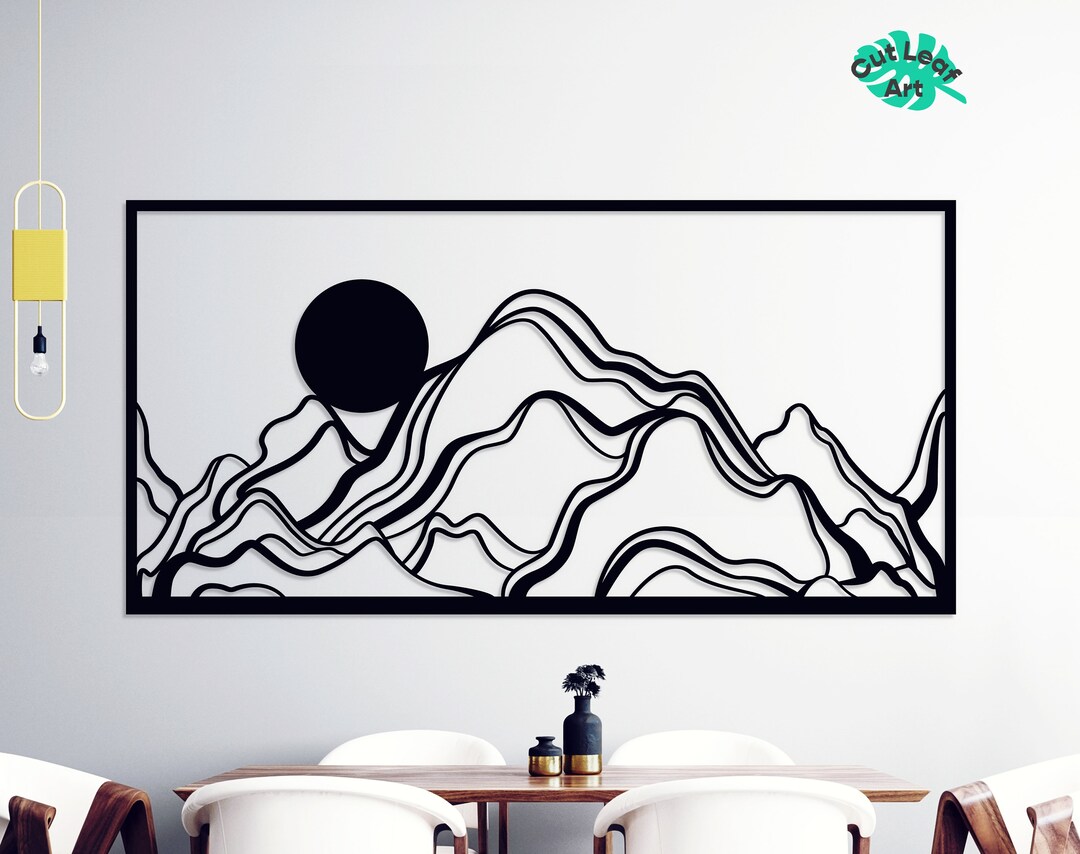 Mountain Metal Wall Art Gold Metal Wall Art Large White Etsy