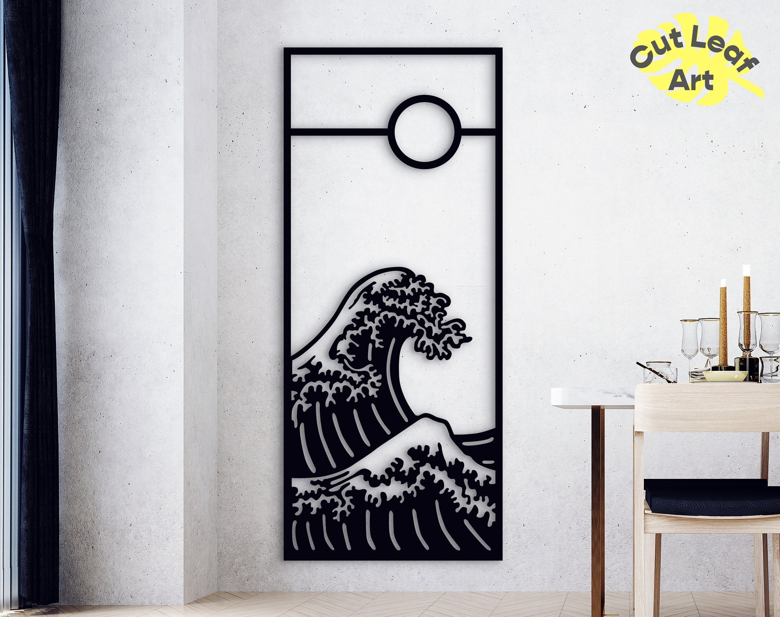 Wave metal wall art Ocean metal wall decor Japanese home Etsy