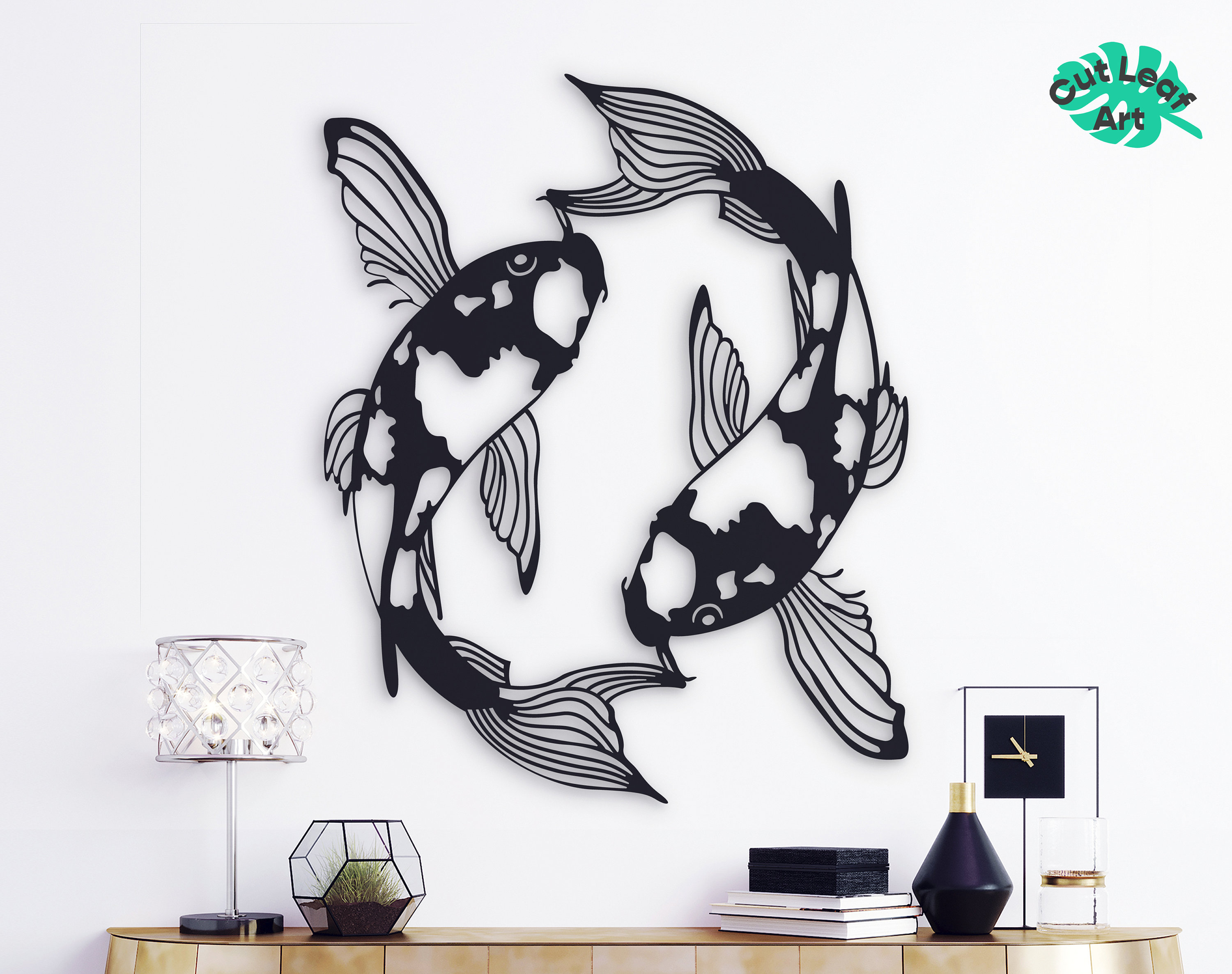 Koi fish metal wall art Fish metal wall decor Zodiac home Etsy
