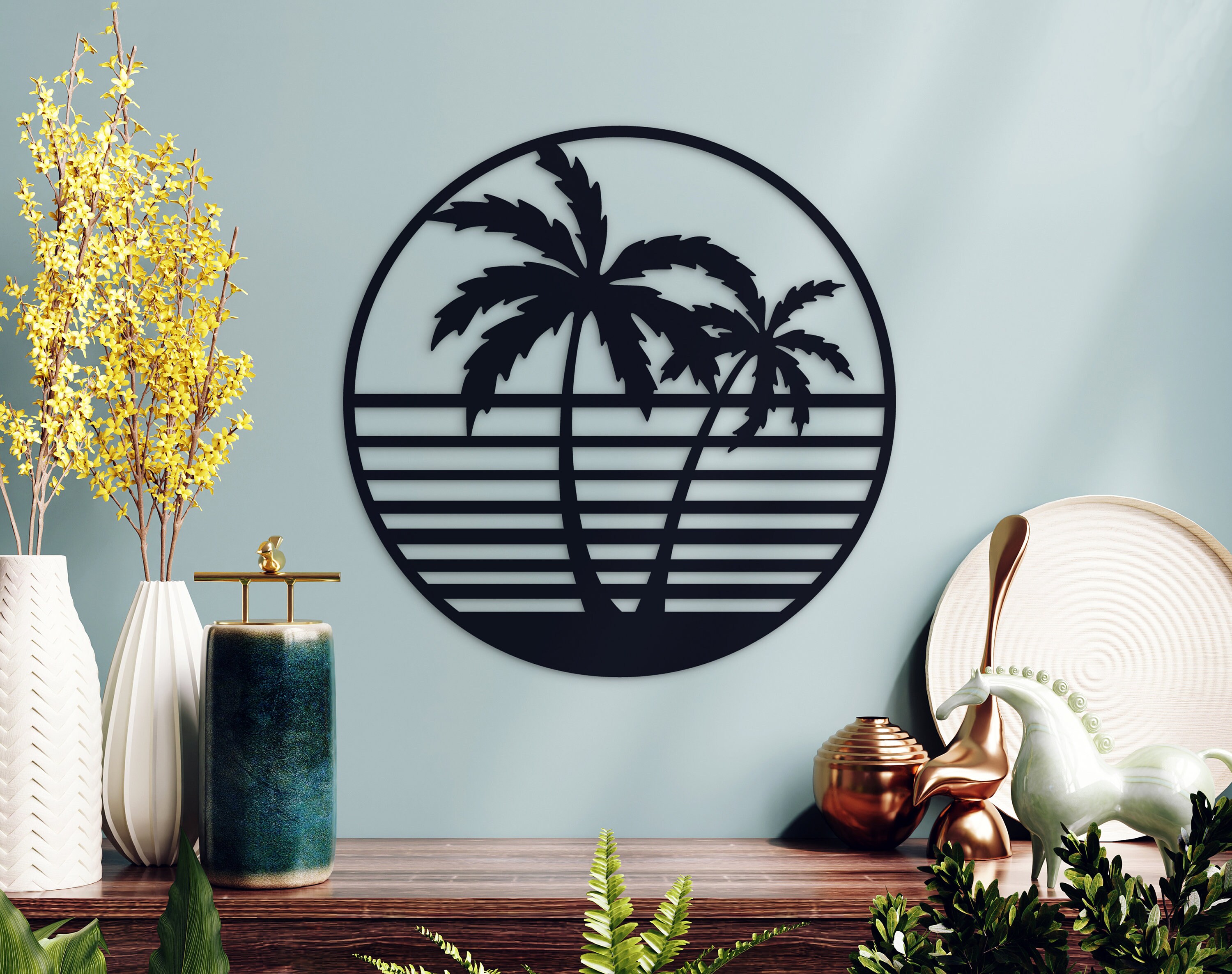Palm tree metal wall art Hawaii metal wall decor Exotic home | Etsy