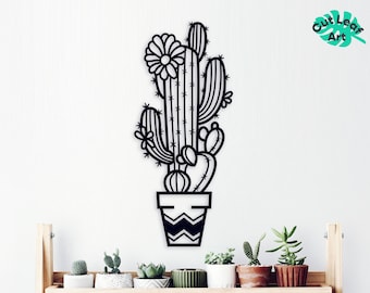 Cactus metal wall art, Boho metal wall decor, Succulent home decor, Plant wall decor, cactus wall art, Living room wall art