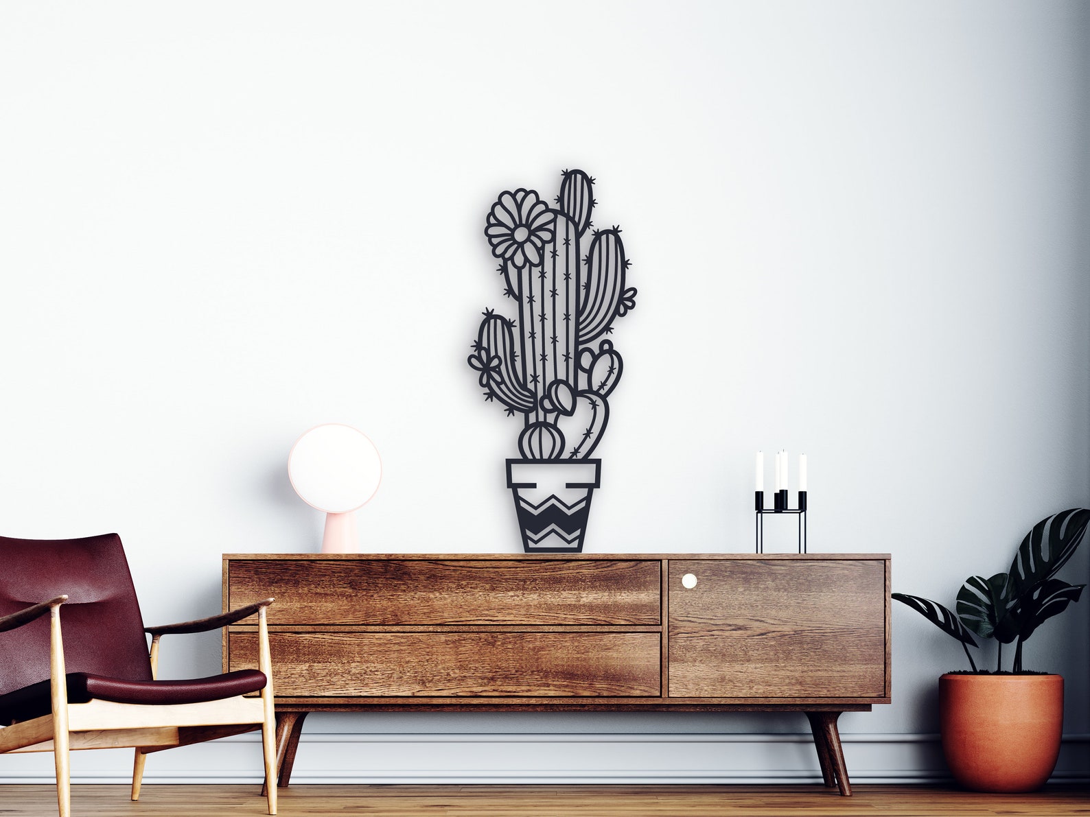 Cactus metal wall art Boho metal wall decor Succulent home Etsy