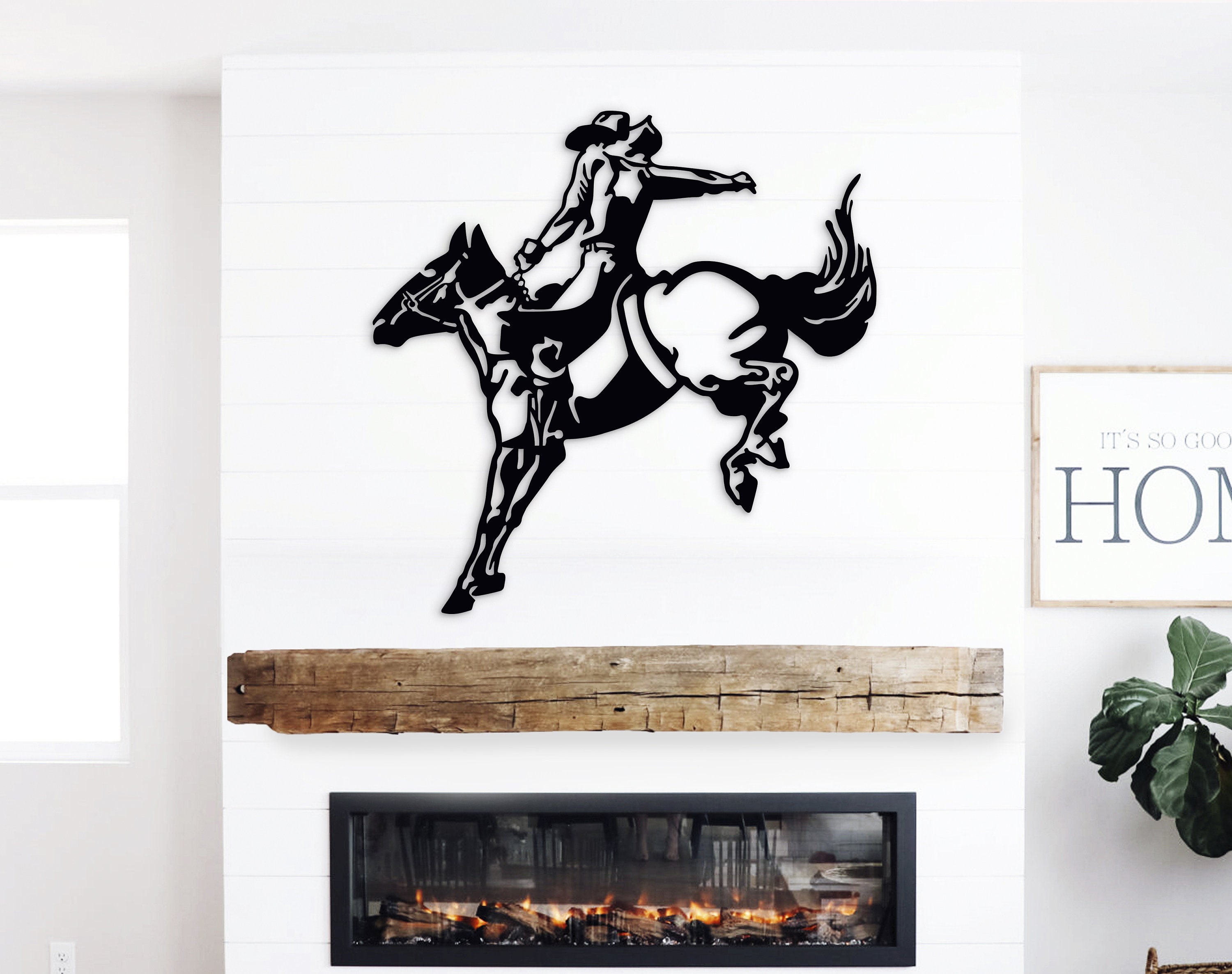 Rodeo metal wall art Cowboy metal wall decor Horse home Etsy