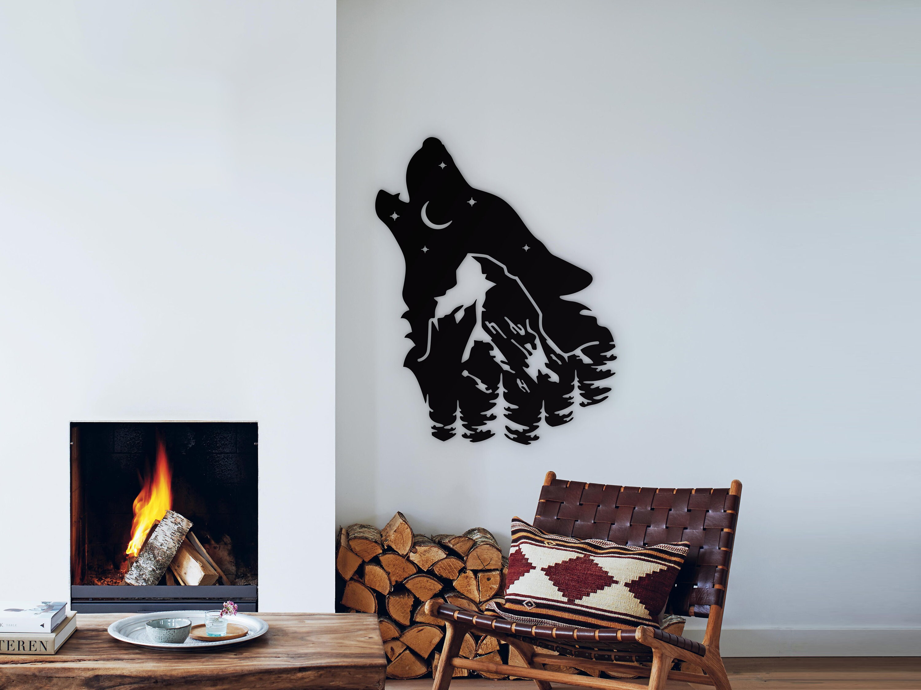 Wolf metal wall art Mountains metal wall decor Hunting home Etsy