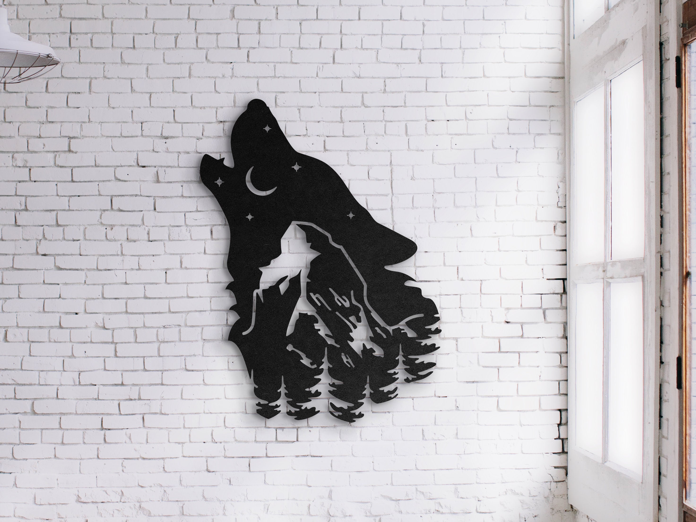 Wolf metal wall art Mountains metal wall decor Hunting home Etsy