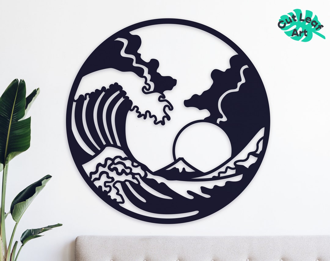 The Great Wave Metal Wall Art, Japandi Wall Art, Waves Metal Wall Decor