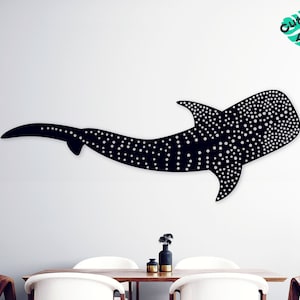 Whale shark metal wall art - large metal wall art, large white metal wall art, ocean metal wall art, metal wall decor, metal wall hanging,