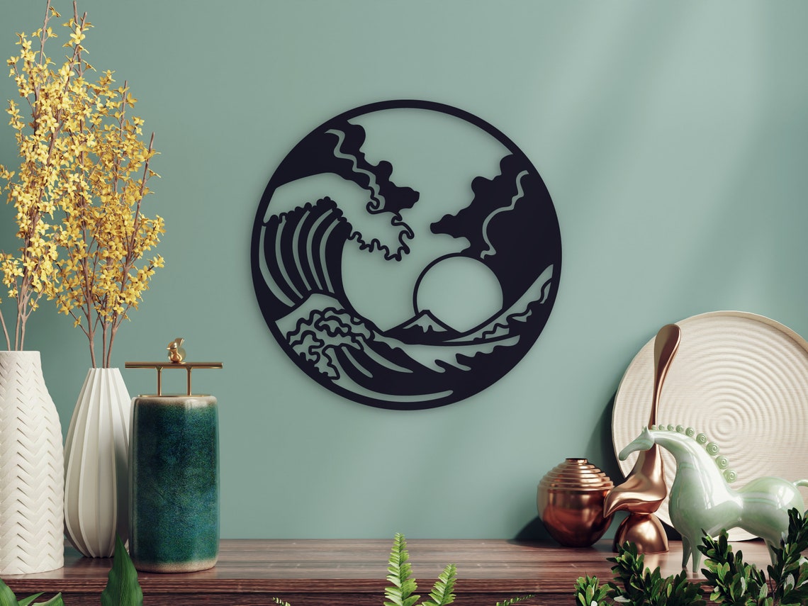 The Great Wave metal wall art Waves metal wall decor Ocean Etsy