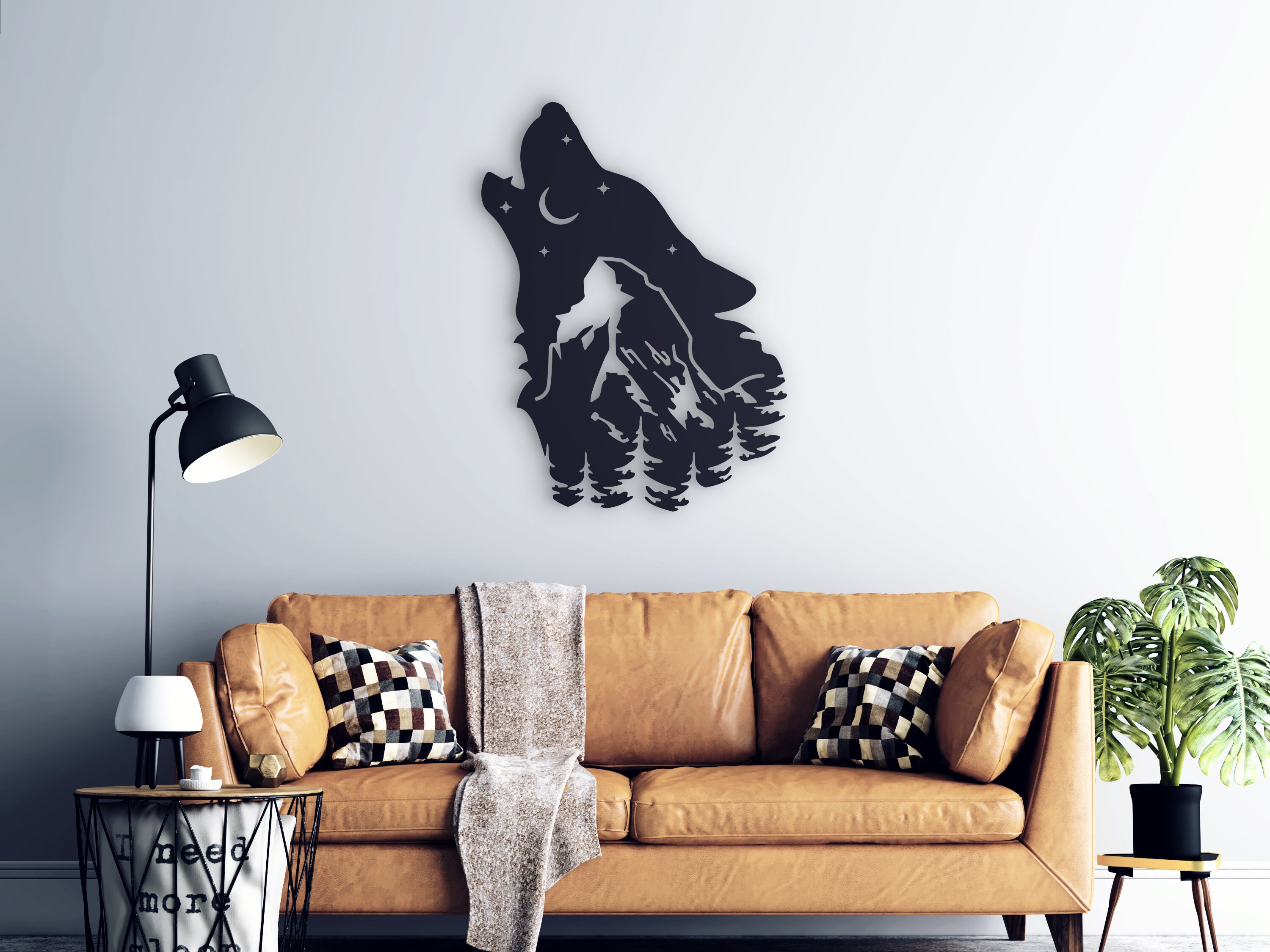 Wolf metal wall art Mountains metal wall decor Hunting home Etsy