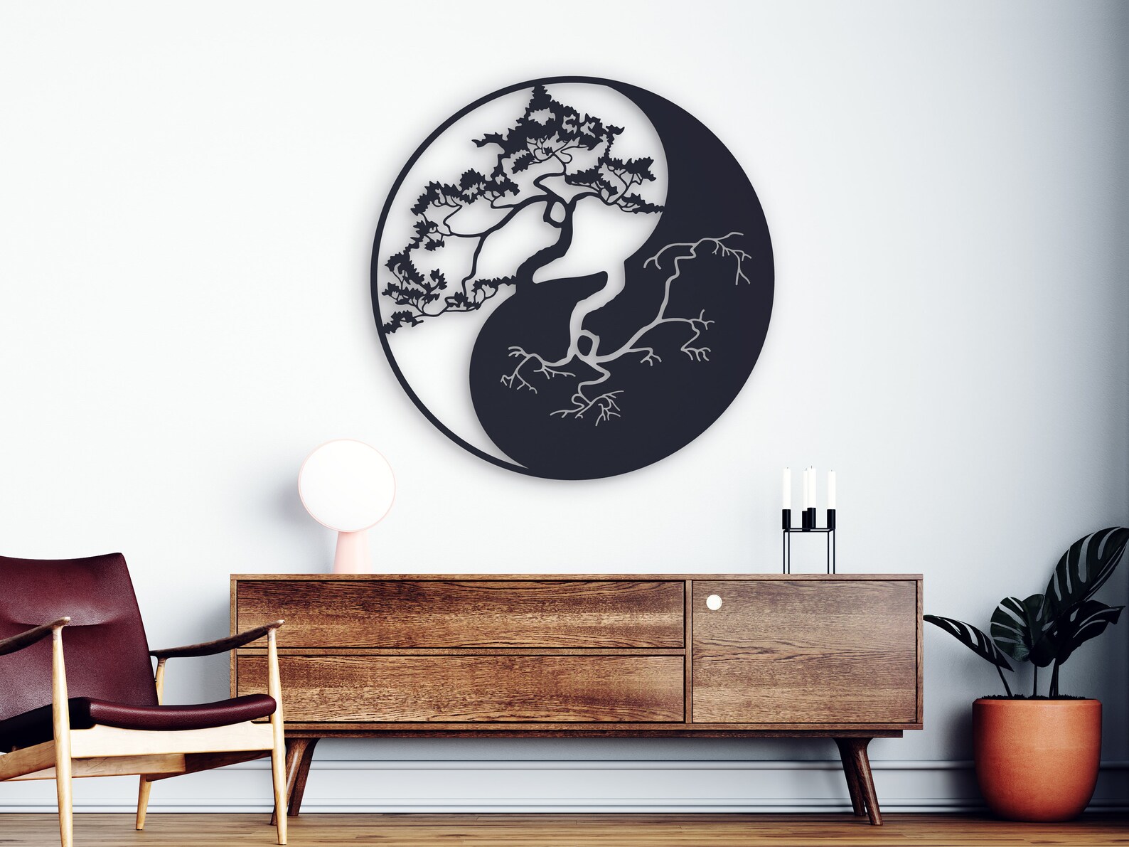 Yin Yang metal wall art Tree metal wall decor Zen home Etsy