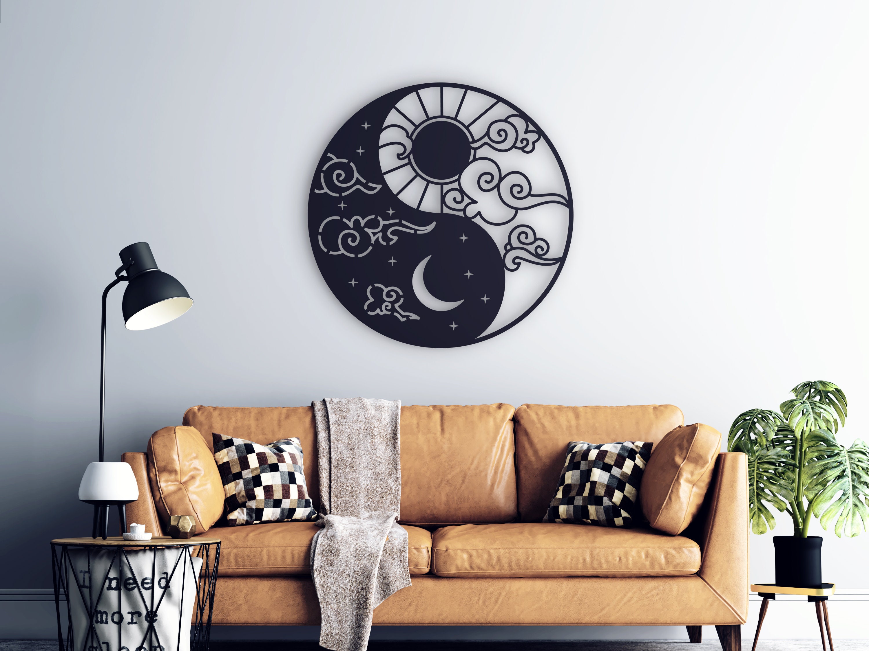 Yin Yang metal wall art Moon and Sun metal wall decor Yoga Etsy