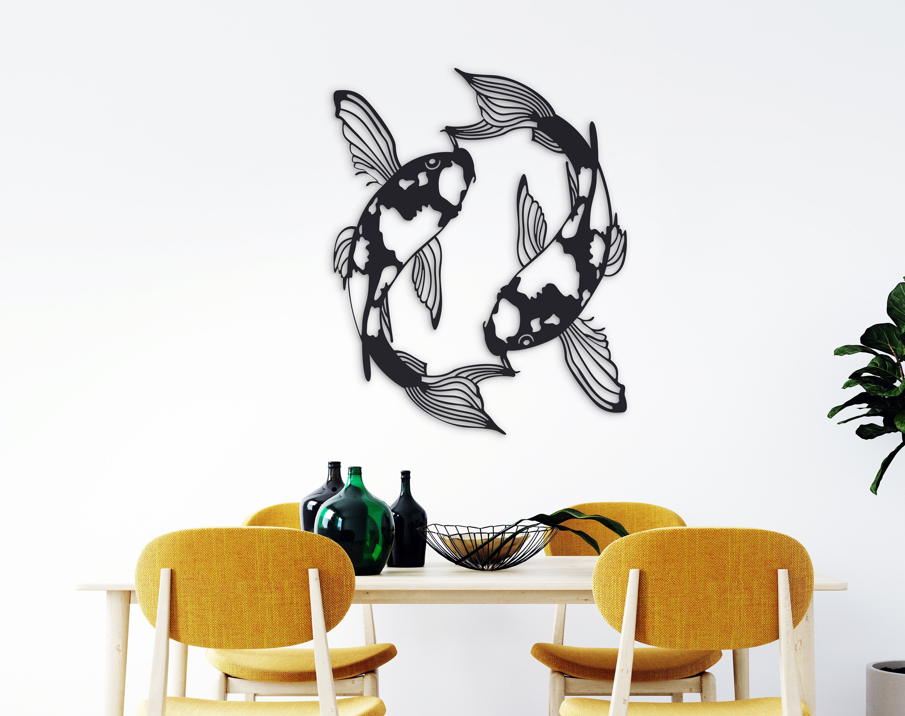 Koi fish metal wall art Fish metal wall decor Zodiac home Etsy