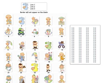 80 Personalized Return Address Labels Cartoon Newborn babies (re 80)