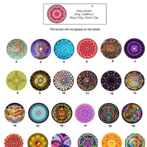 80 Small Personalized Return Address Labels Mandalas Buddhist (re 117)
