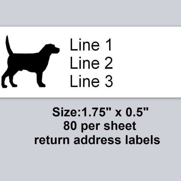 80 Small Personalized Return Address Labels Labrador Dog Silhouette (re 39)