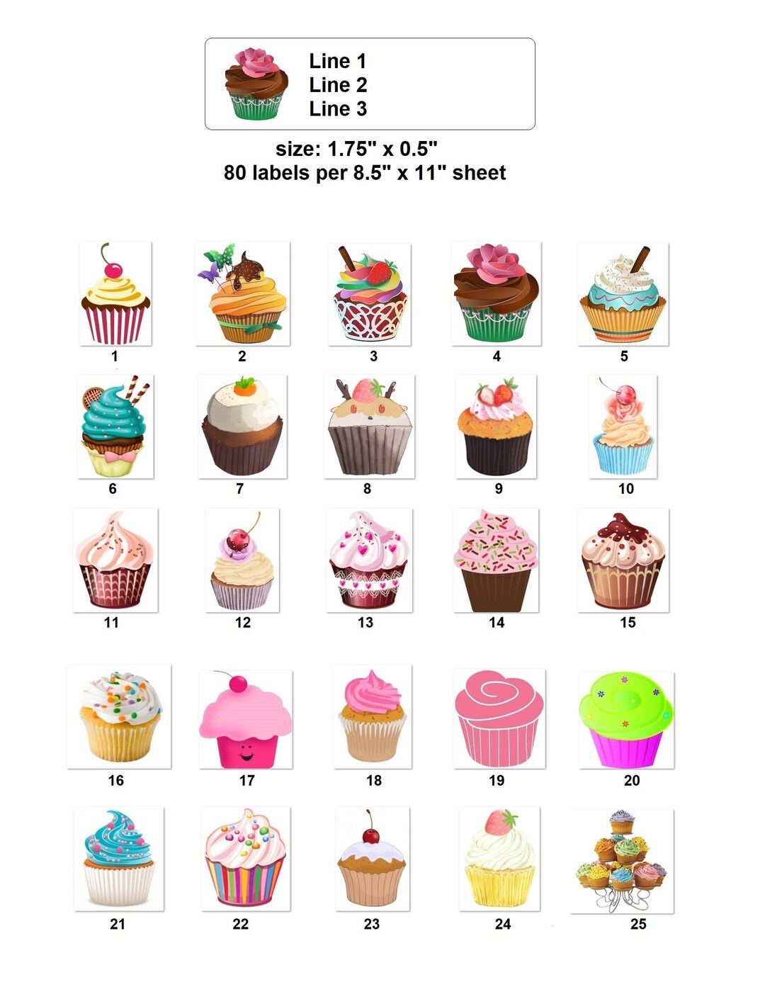 80 Small Personalized Return Address Labels Baking Cooking Cupcakes re 68 Etsy