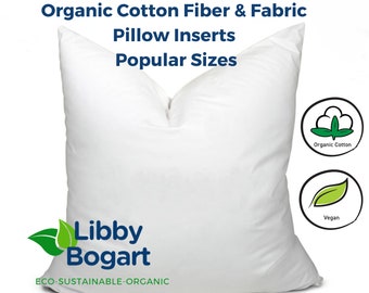 Organic Cotton Pillow Insert Vegan Fiber Stuffing with 500 Thread Count Organic Fabric Pillow Cushion Inserts 18x18 20x20 22x22