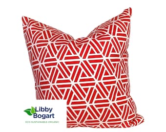 Red White Modern Cotton Decorative Accent Toss Cushion Pillow Cover 22x22 20x20 18x18 14x20 Feather Down Organic Cotton Insert Available
